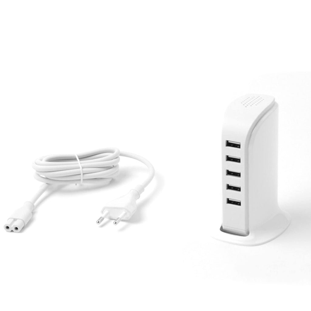 Dudao USB įkroviklis A5EU 5x USB su integruotu EU maitinimo laidu - baltas