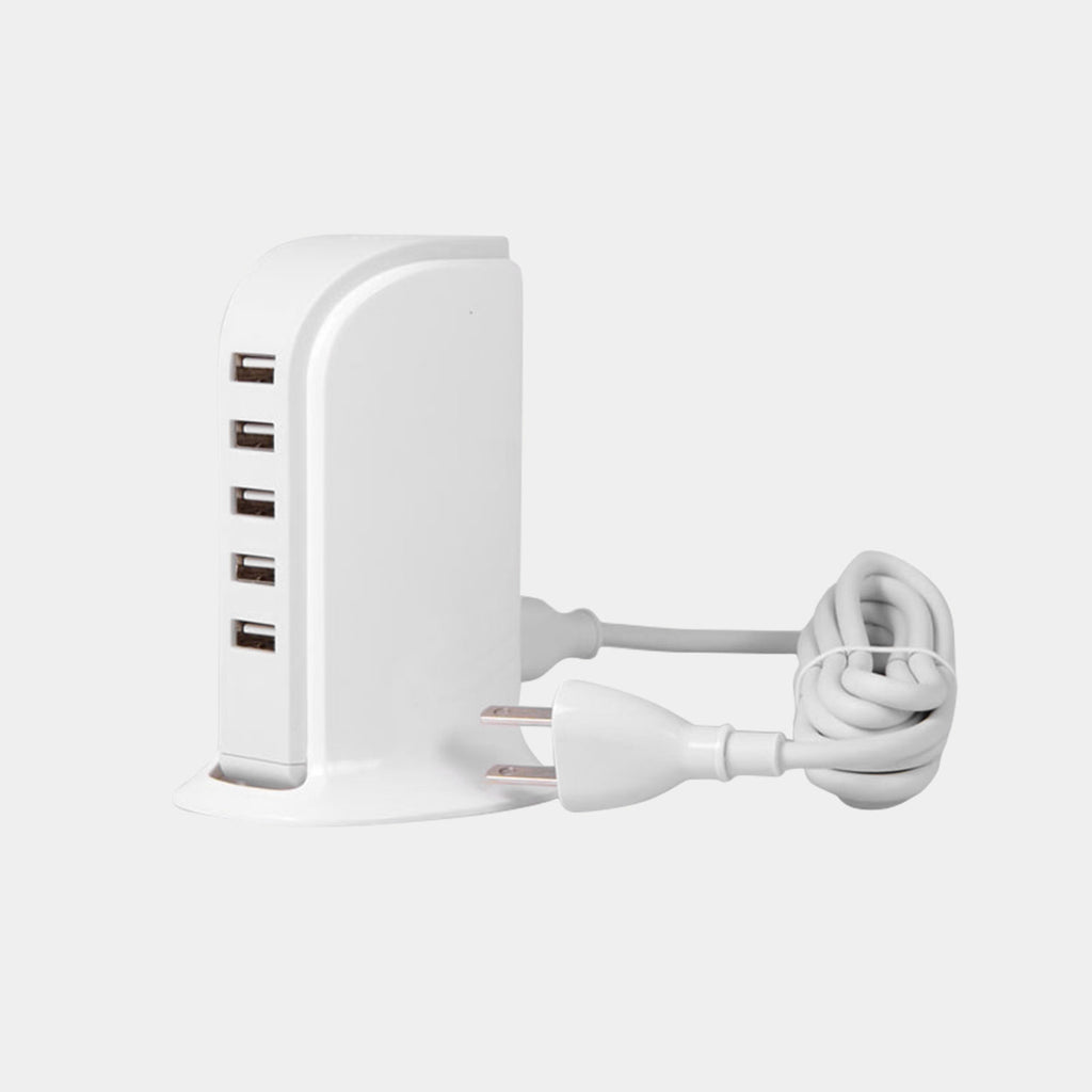 Dudao USB įkroviklis A5EU 5x USB su integruotu EU maitinimo laidu - baltas