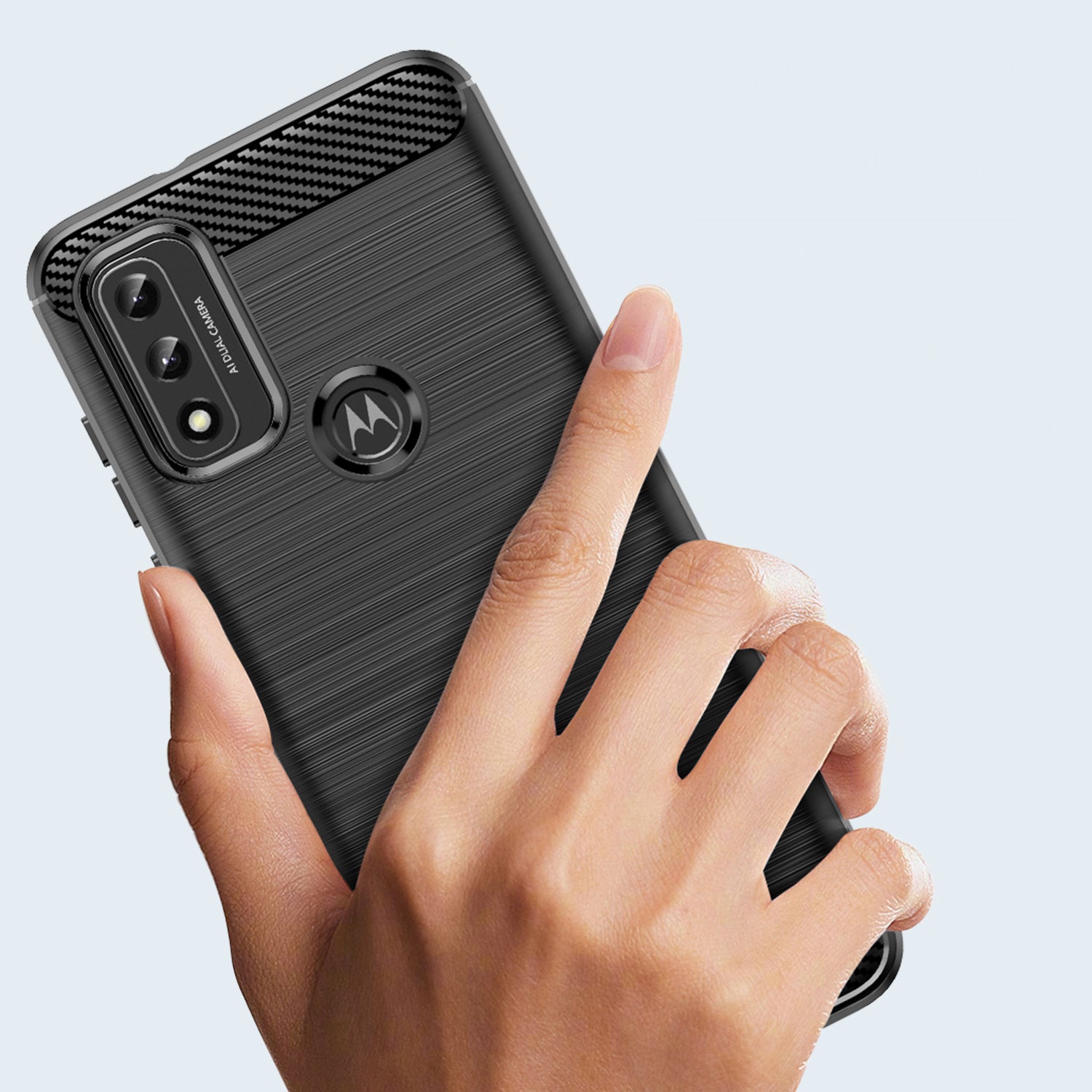 Carbon Case Flexible Cover Sleeve Motorola Moto G Play 2022 juoda -- Cell phone cases and covers