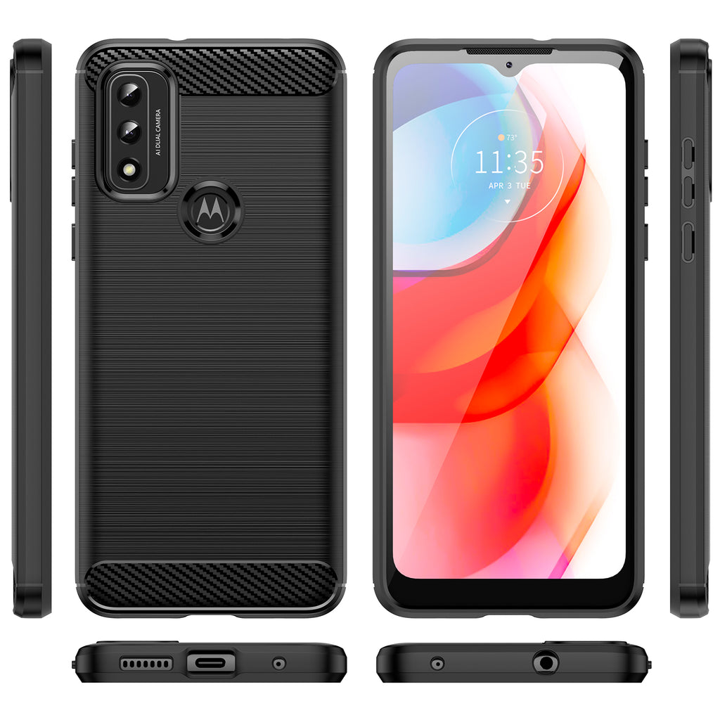 Carbon Case Flexible Cover Sleeve Motorola Moto G Play 2022 juoda -- Cell phone cases and covers