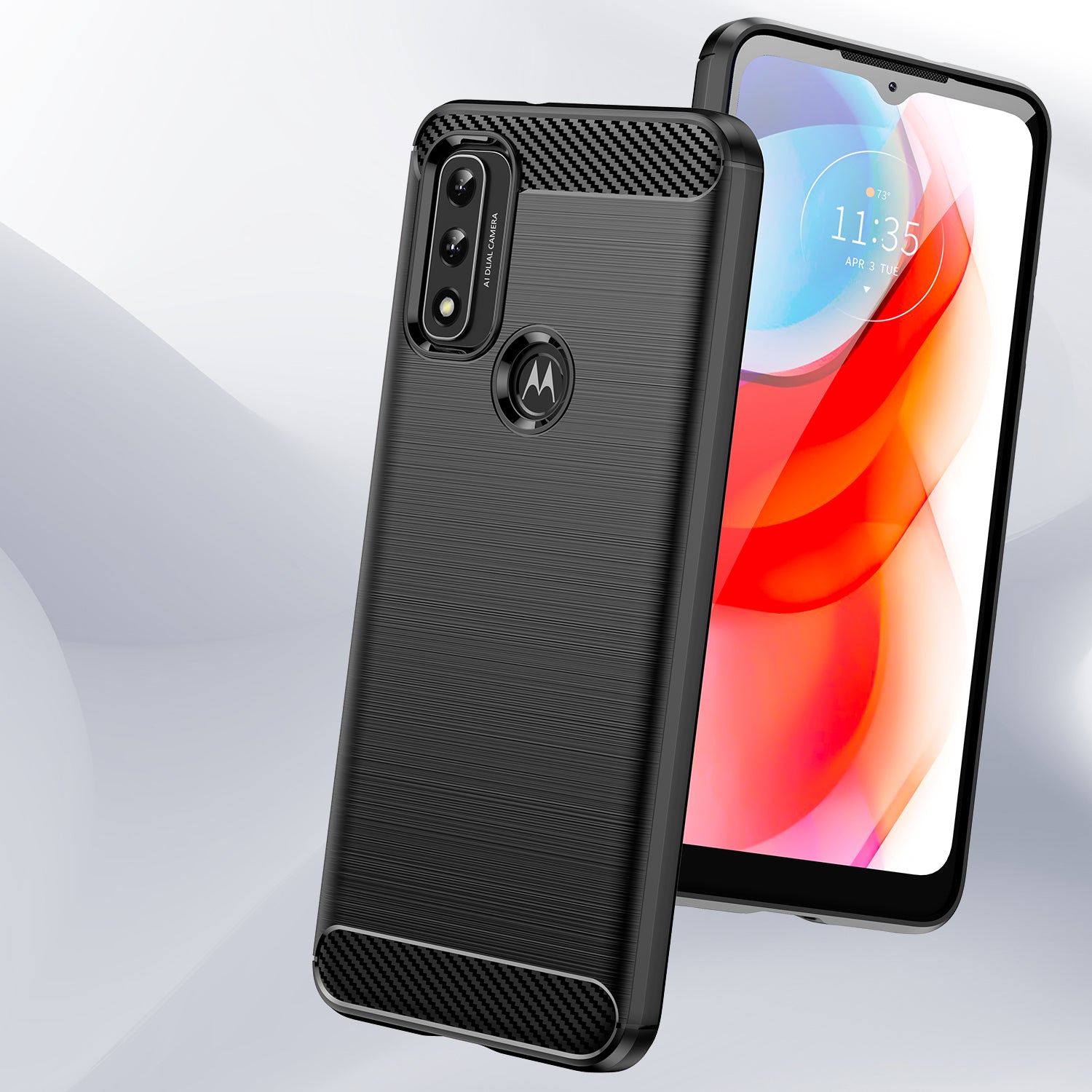 Carbon Case Flexible Cover Sleeve Motorola Moto G Play 2022 juoda -- Cell phone cases and covers