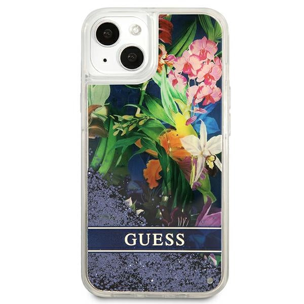 Guess dėklas iPhone 13 mini – mėlynas, blizgučiai
