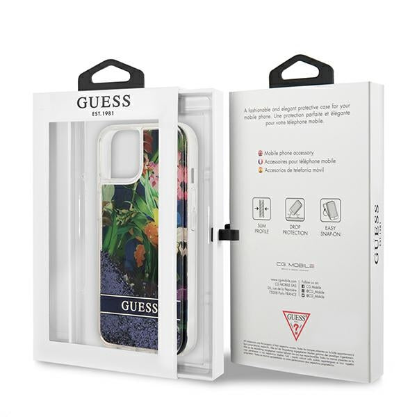 Guess dėklas iPhone 13 mini – mėlynas, blizgučiai