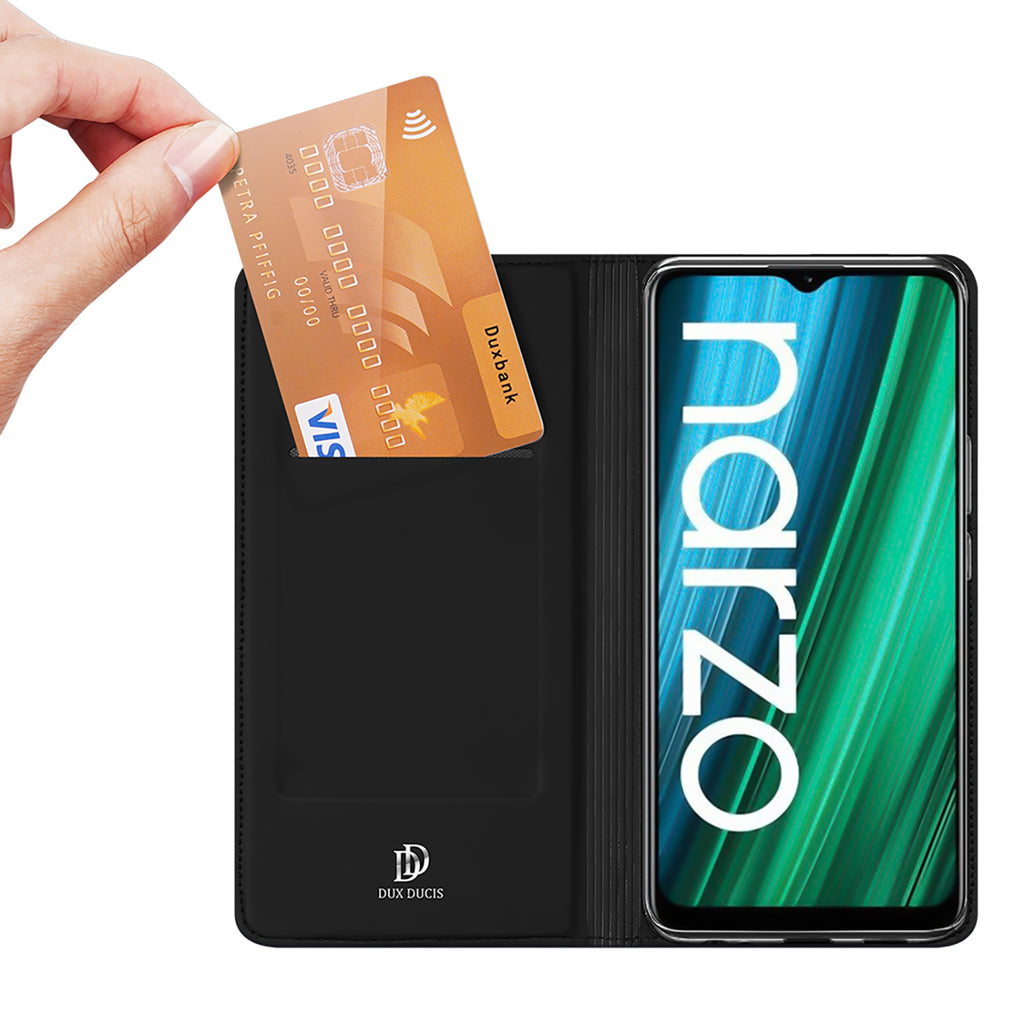 Dux Ducis Skin Pro atverčiamas dėklas Realme Narzo 50A – juodas -- Realme Narzo 50A