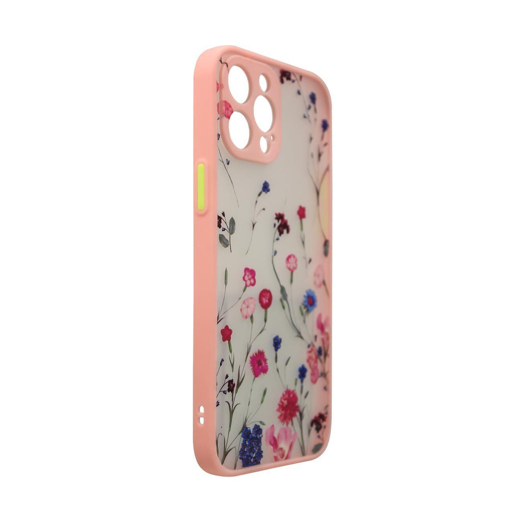 Skaidrus TPU dėklas iPhone 12 Pro Max – gėlės, rožinis -- iPhone 12 Pro Max