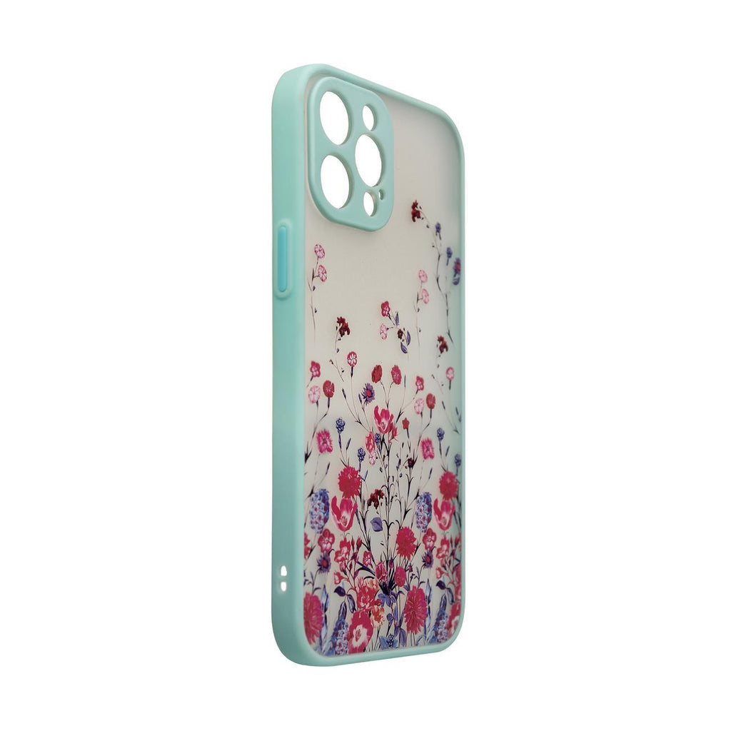 Skaidrus gėlėtas dėklas iPhone 12 Pro Max – šviesiai mėlynas -- iPhone 12 Pro Max