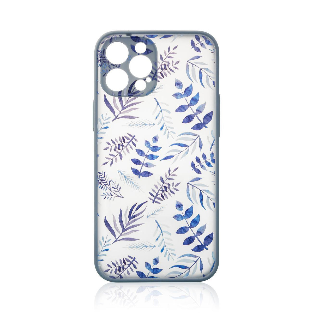 Skaidrus gėlėtas dėklas iPhone 12 Pro Max – tamsiai mėlynas -- iPhone 12 Pro Max