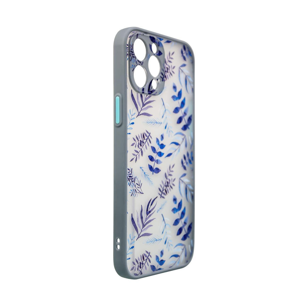 Skaidrus gėlėtas dėklas iPhone 12 Pro Max – tamsiai mėlynas -- iPhone 12 Pro Max