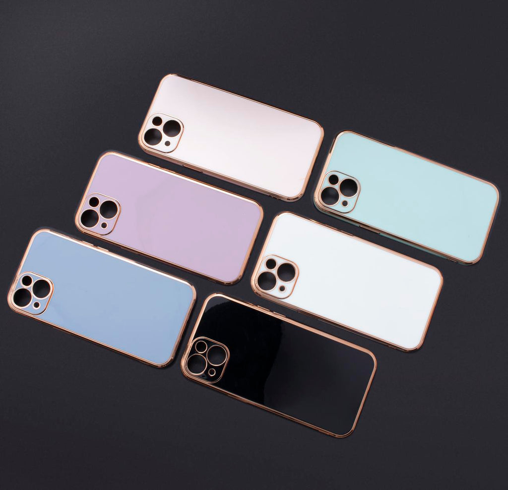 Silikoninis dėklas Redmi Note 11 – mėlynas, auksinis rėmelis -- Xiaomi Redmi Note 11