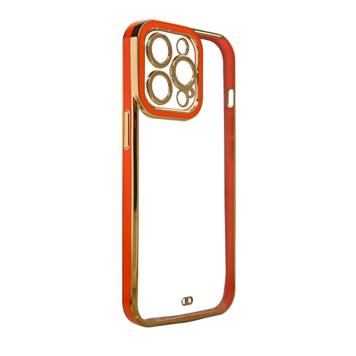 Skaidrus TPU dėklas iPhone 12 – auksinis rėmelis, raudonas -- iPhone 12
