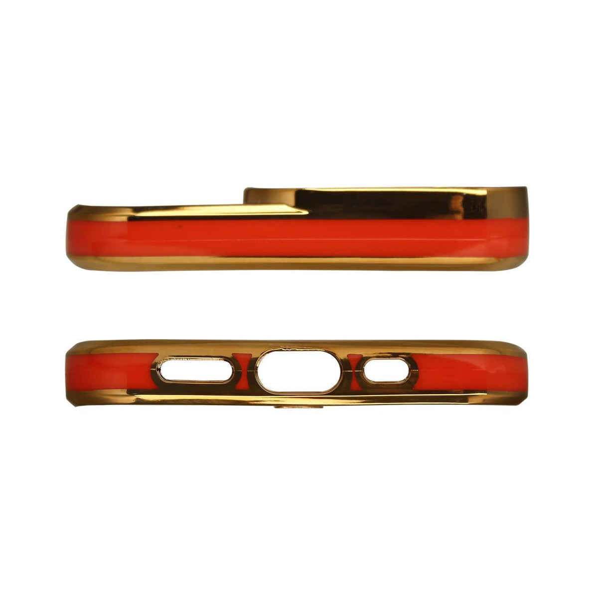 Skaidrus TPU dėklas iPhone 12 – auksinis rėmelis, raudonas -- iPhone 12
