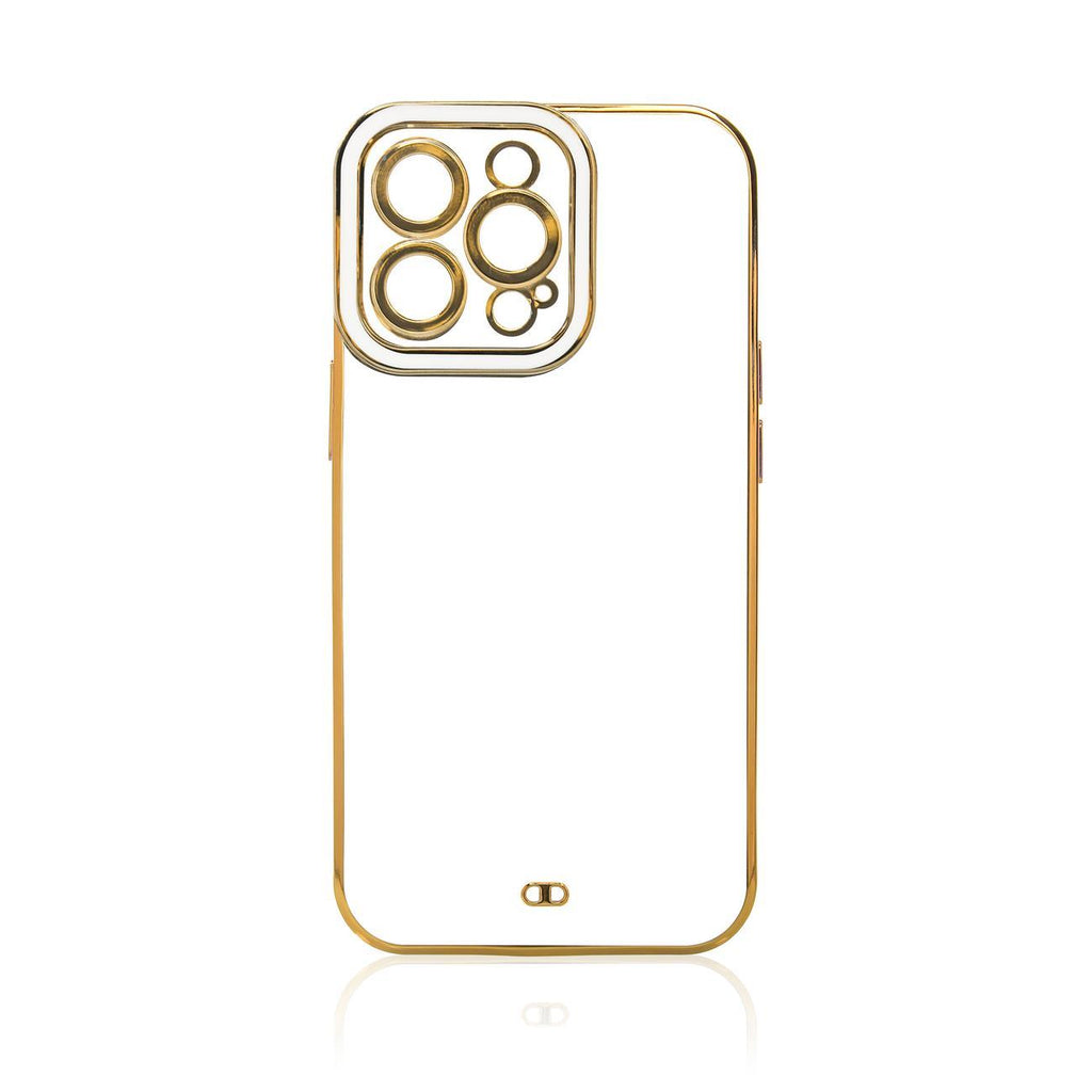 Skaidrus dėklas Samsung Galaxy A12 5G – baltas, auksinis rėmelis -- Samsung Galaxy A12