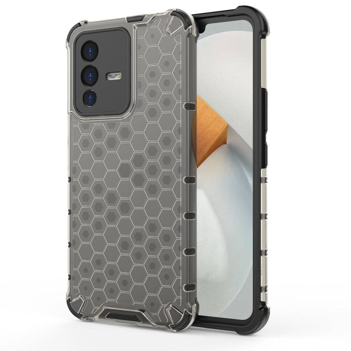 Honeycomb dėklas armored dangtelis su gel frame Vivo V23 5G juodas -- Vivo V23