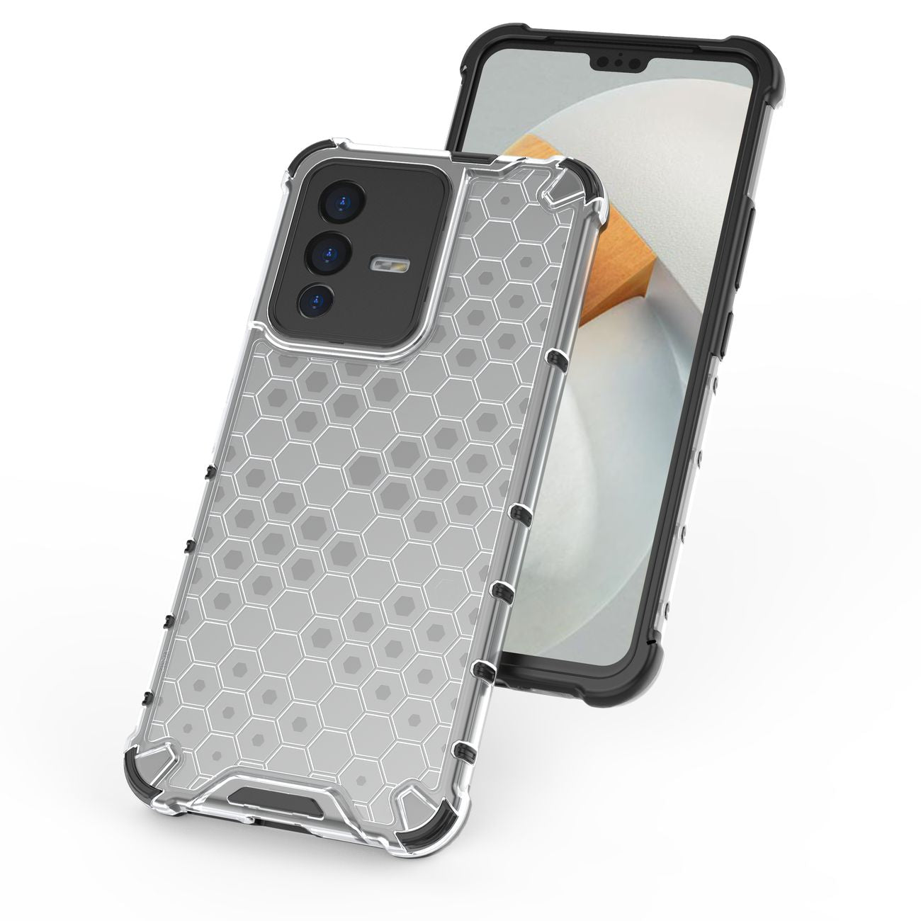 Honeycomb dėklas armored dangtelis su gel frame Vivo V23 5G juodas -- Vivo V23