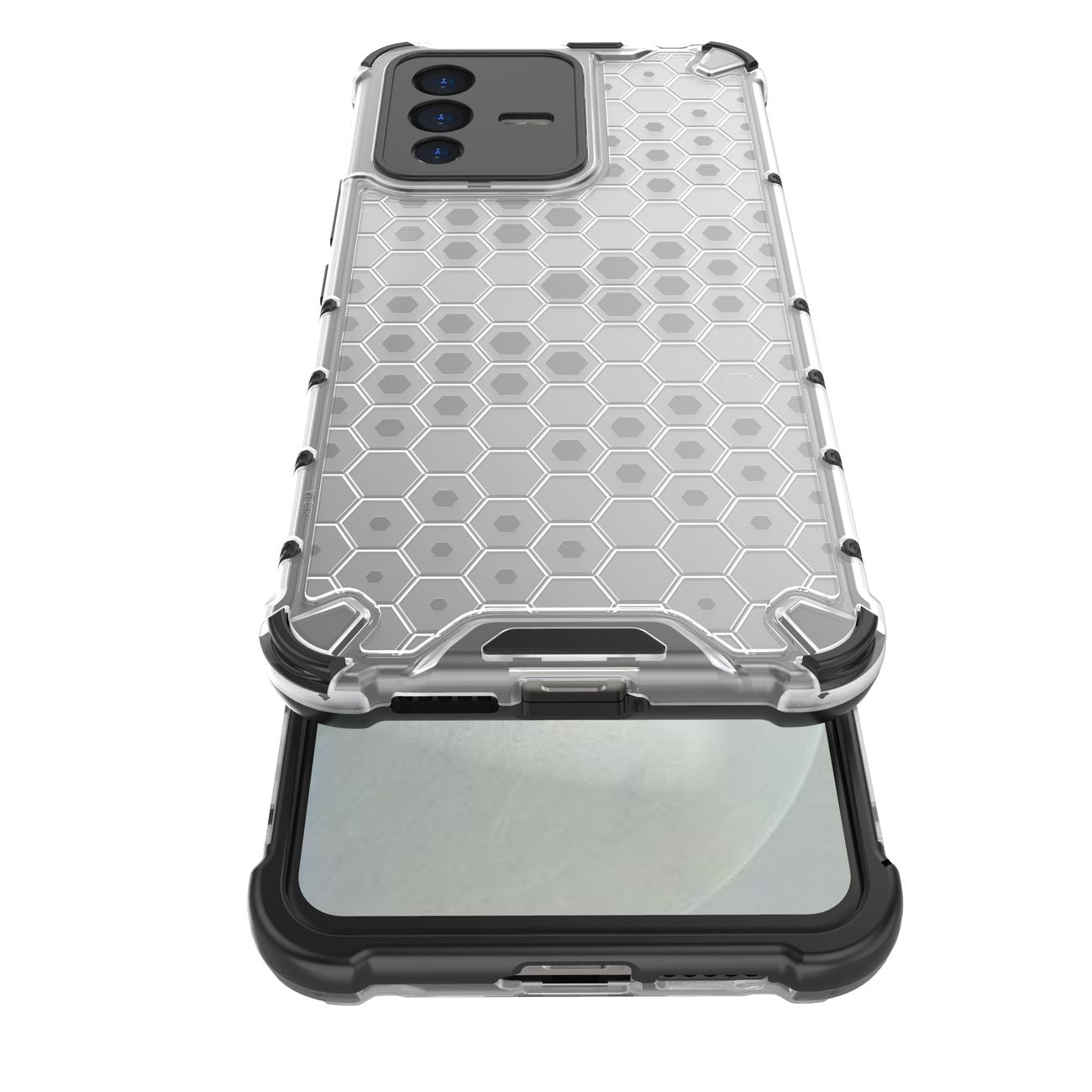 Honeycomb dėklas armored dangtelis su gel frame Vivo V23 5G juodas -- Vivo V23