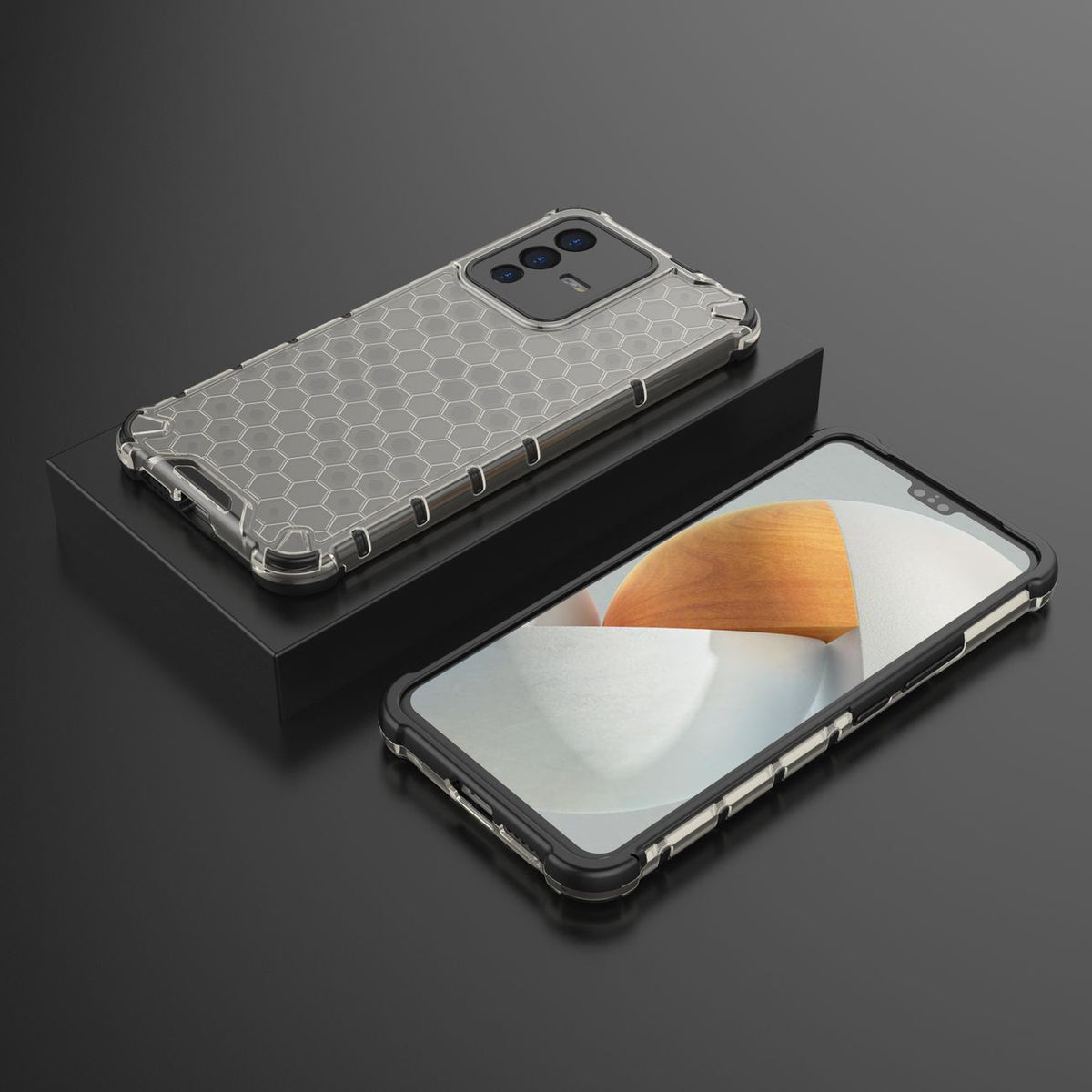 Honeycomb dėklas armored dangtelis su gel frame Vivo V23 5G juodas -- Vivo V23