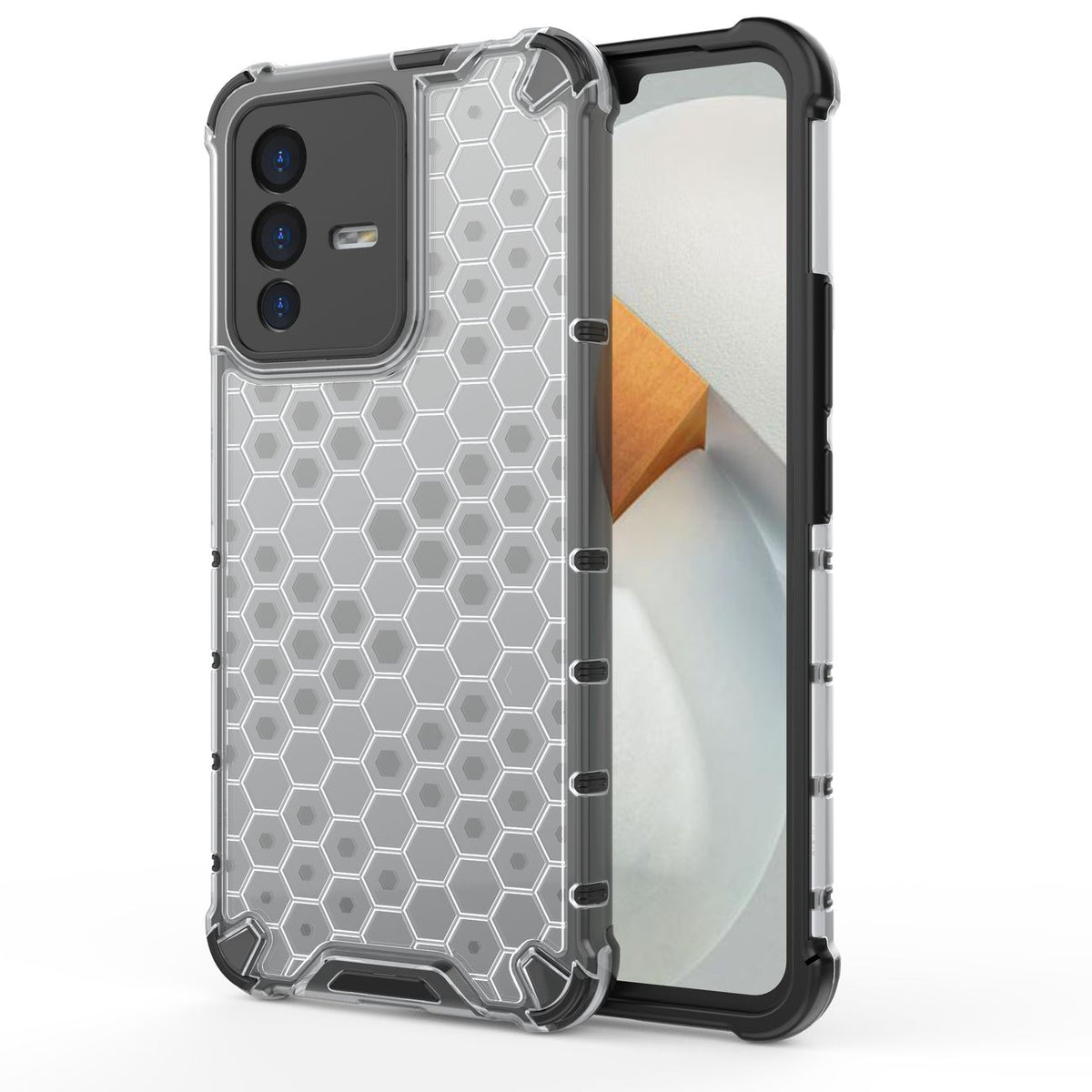 Honeycomb dėklas armored dangtelis su gel frame skirtas Vivo V23 5G skaidriai -- Vivo V23 5G