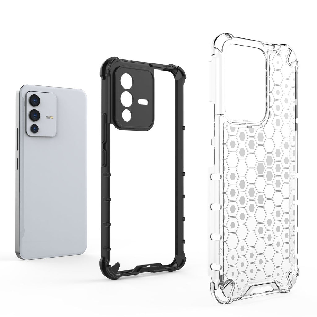 Honeycomb dėklas armored dangtelis su gel frame skirtas Vivo V23 5G skaidriai -- Vivo V23 5G