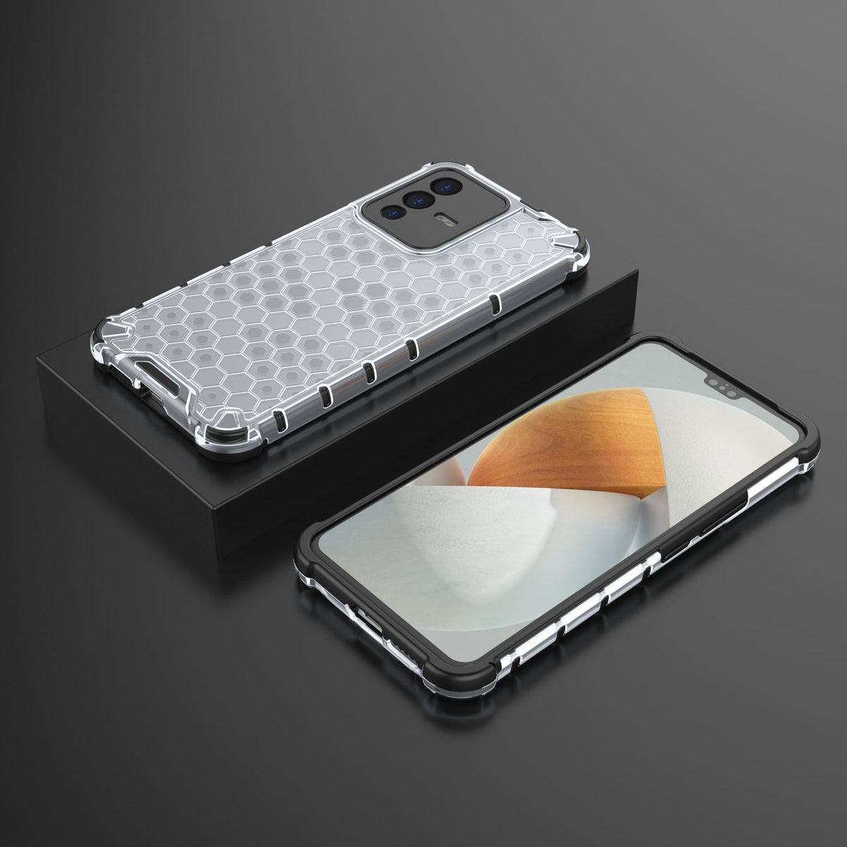 Honeycomb dėklas armored dangtelis su gel frame skirtas Vivo V23 5G skaidriai -- Vivo V23 5G