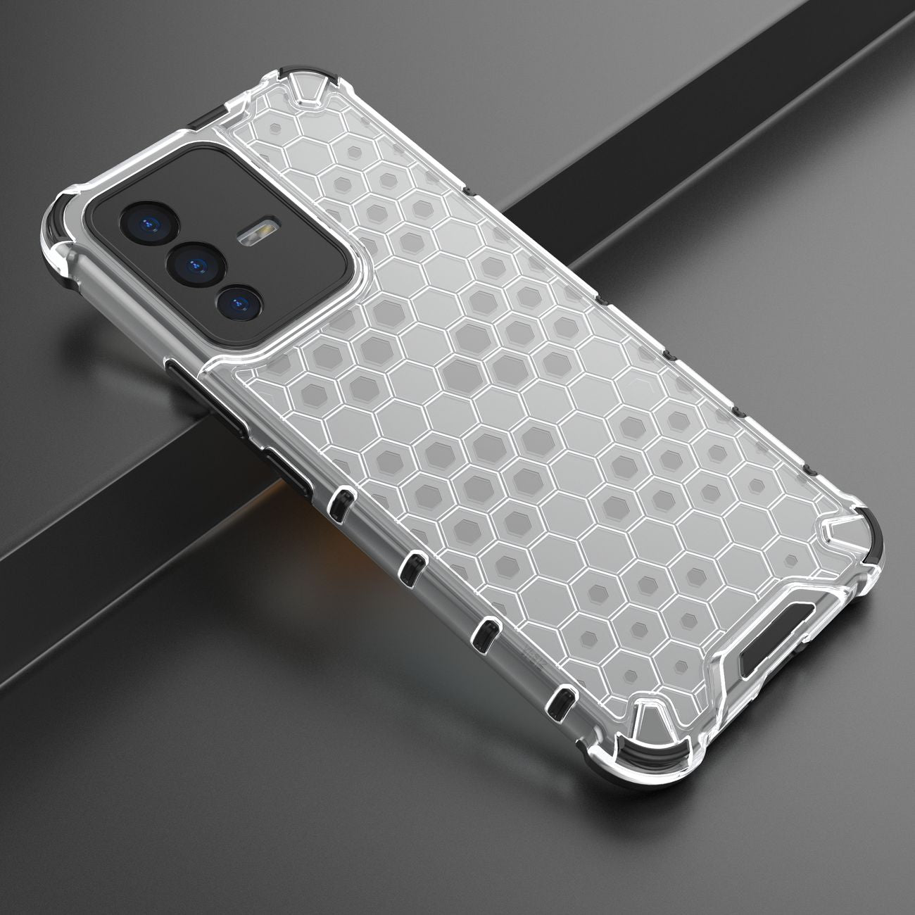 Honeycomb dėklas armored dangtelis su gel frame skirtas Vivo V23 5G skaidriai -- Vivo V23 5G