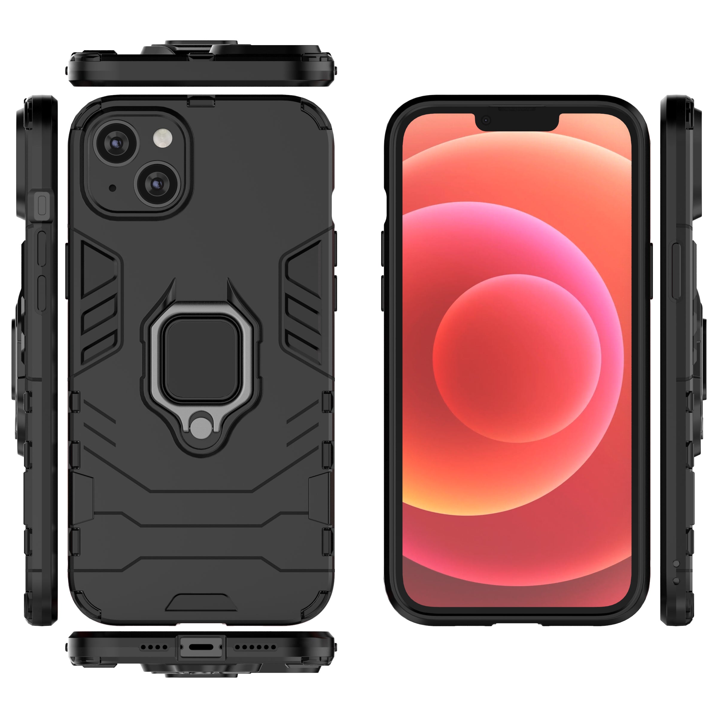 Ring Armor dėklas iPhone 14 – juodas, su žiedu