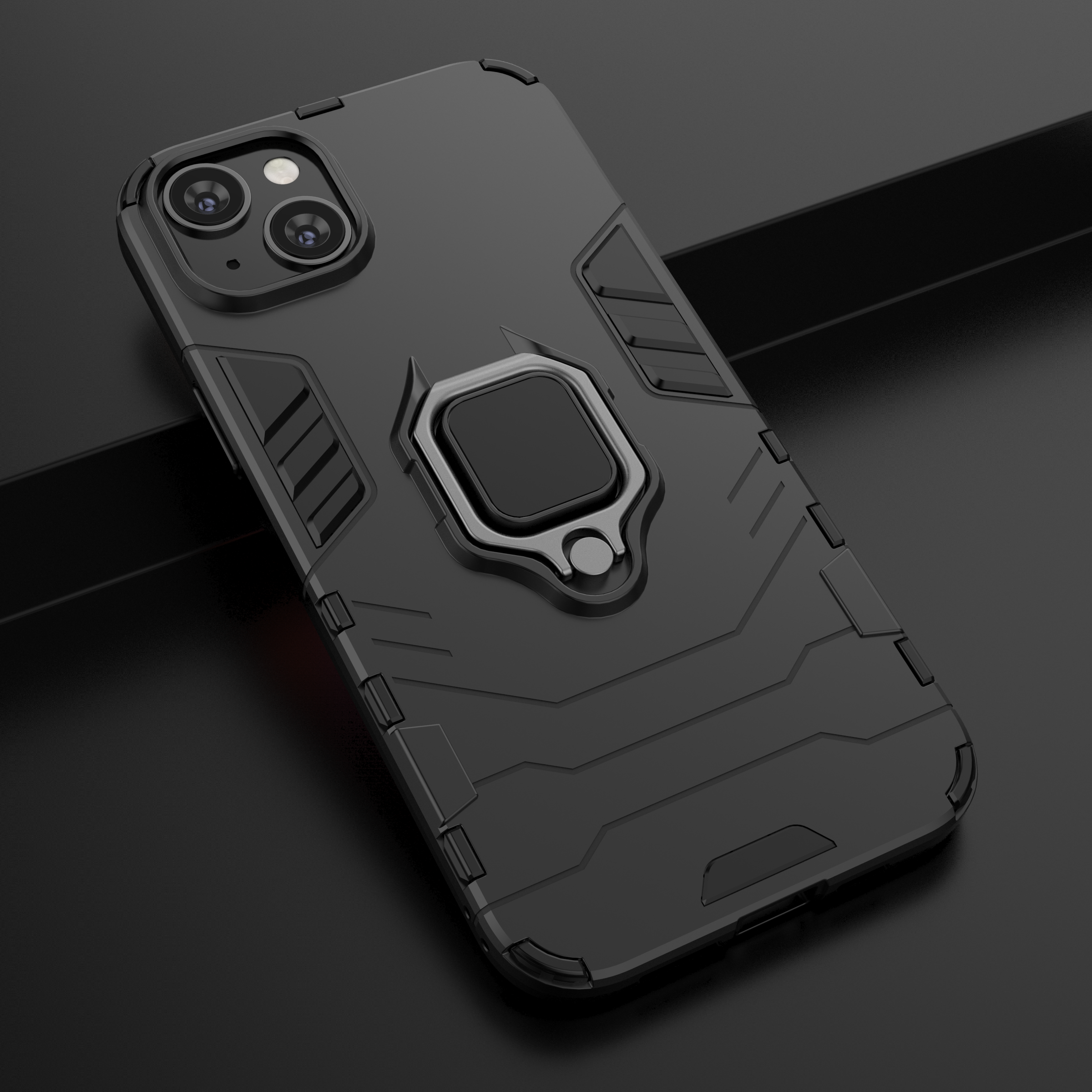 Ring Armor dėklas iPhone 14 – juodas, su žiedu