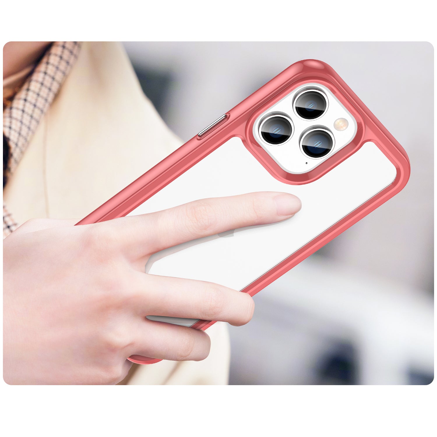 Outer Space hibridinis dėklas iPhone 14 Pro – raudonas