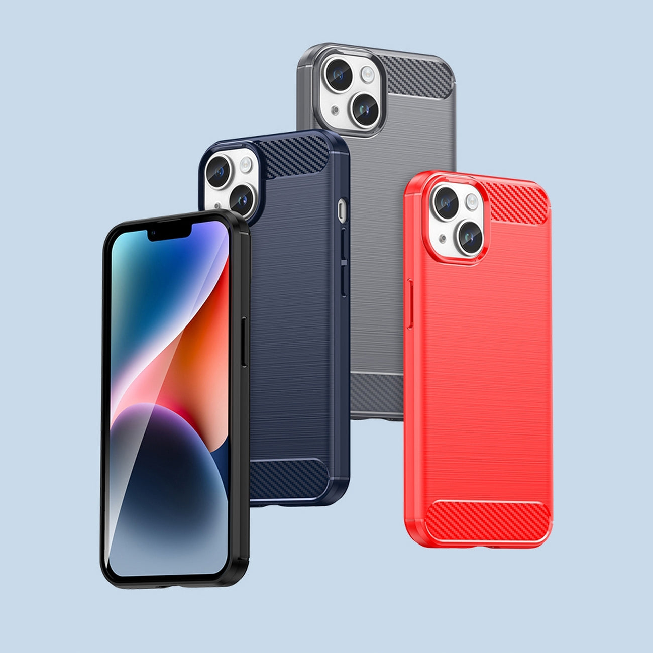 Carbon Case TPU dėklas iPhone 14 – mėlynas