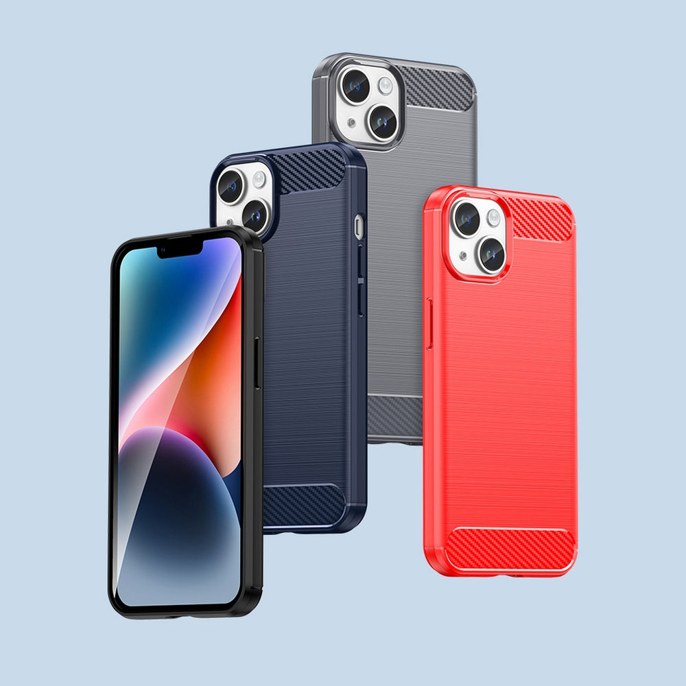 KAMA Carbon dėklas iPhone 14 Plus – mėlynas