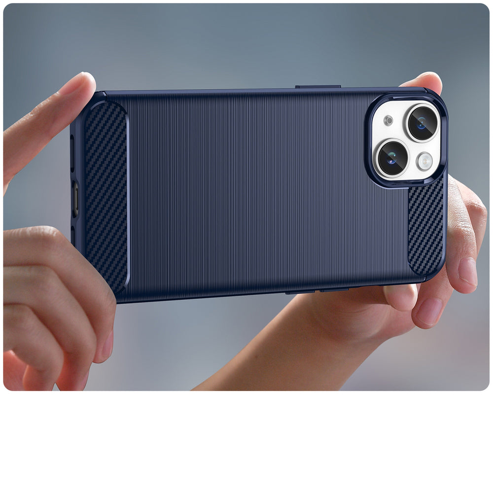 KAMA Carbon dėklas iPhone 14 Plus – mėlynas -- iPhone 14 Plus