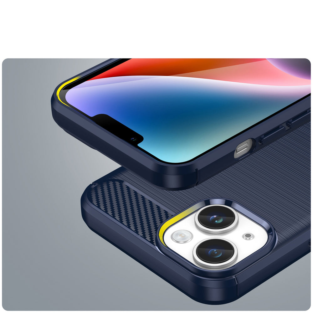KAMA Carbon dėklas iPhone 14 Plus – mėlynas -- iPhone 14 Plus