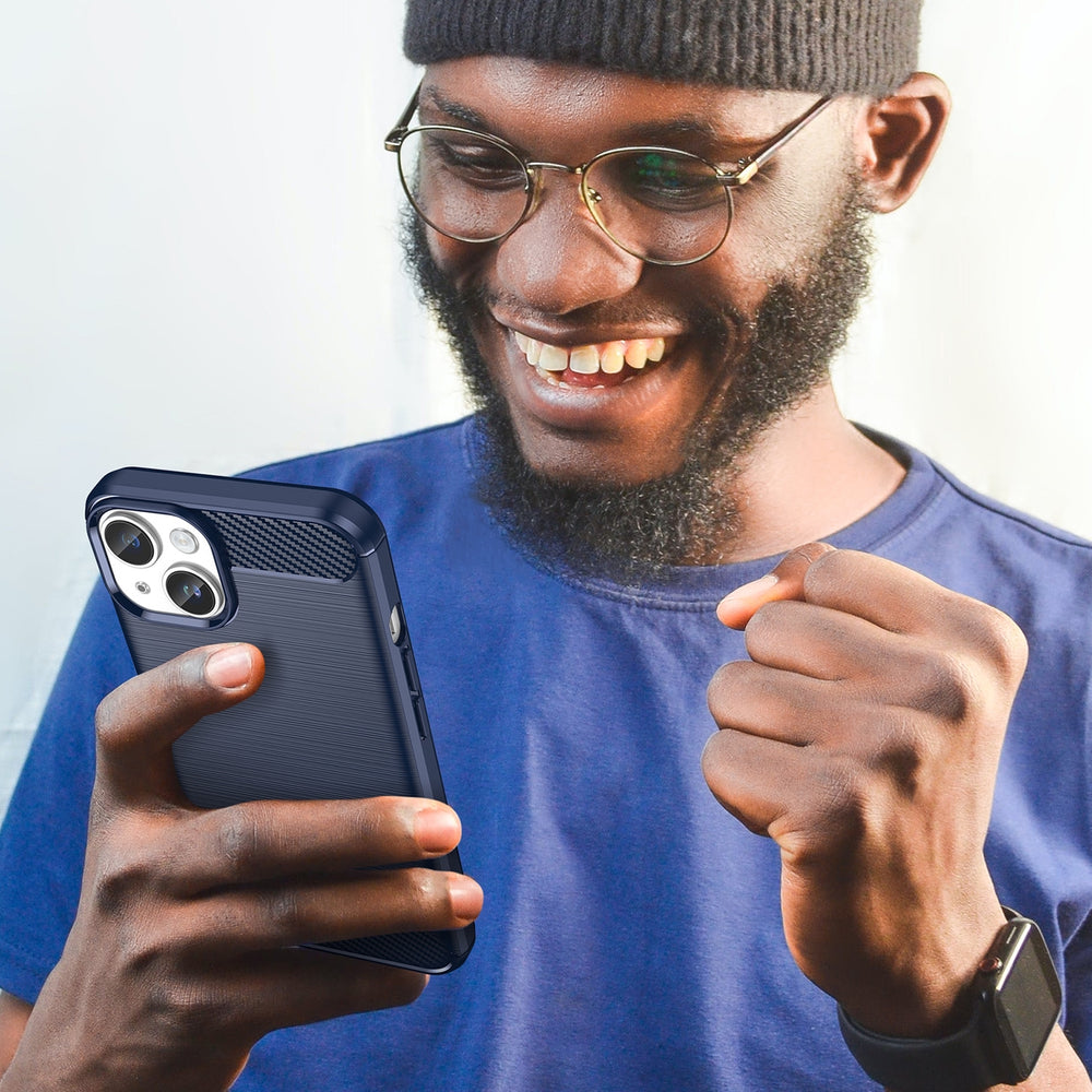 KAMA Carbon dėklas iPhone 14 Plus – mėlynas -- iPhone 14 Plus