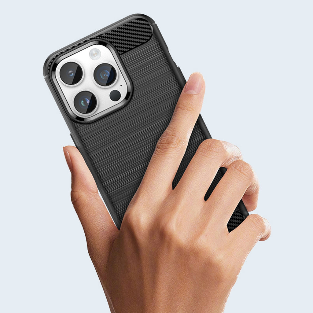 Carbon dėklas iPhone 14 Pro – juodas TPU