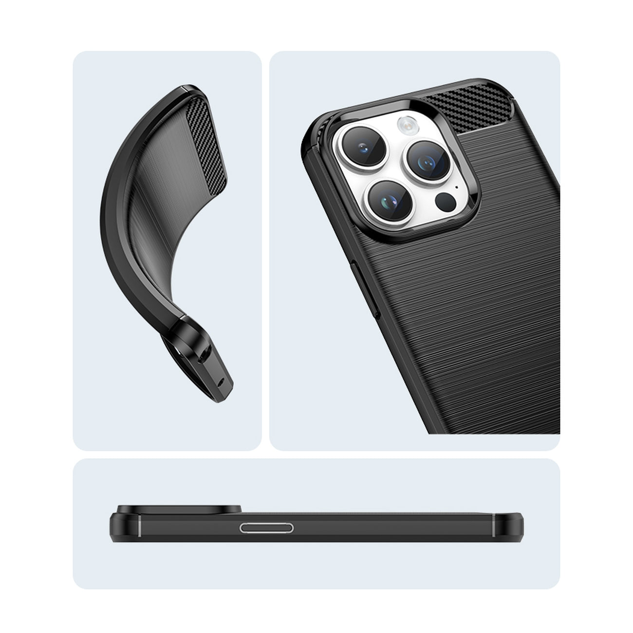 Carbon dėklas iPhone 14 Pro – juodas TPU