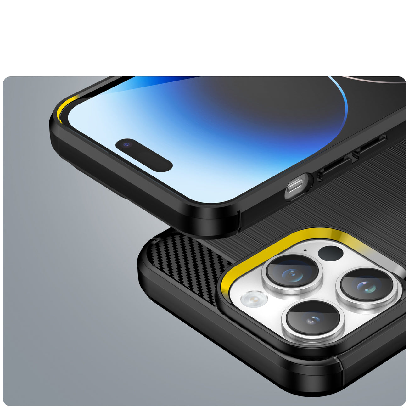Carbon dėklas iPhone 14 Pro – juodas TPU