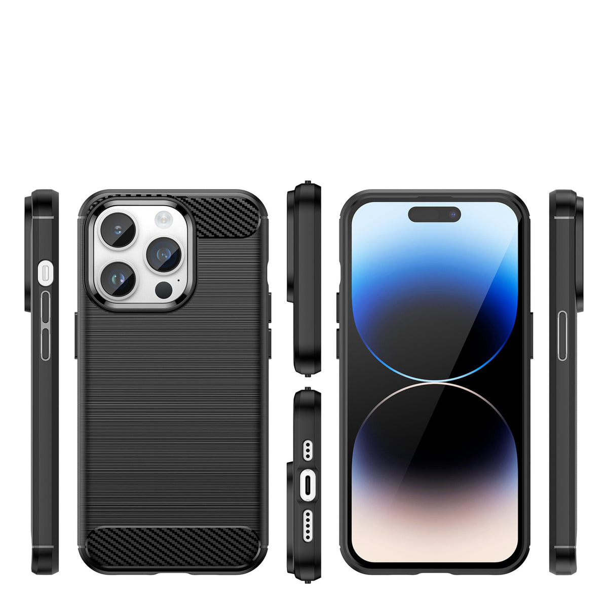 Carbon TPU dėklas iPhone 14 Pro Max – juodas