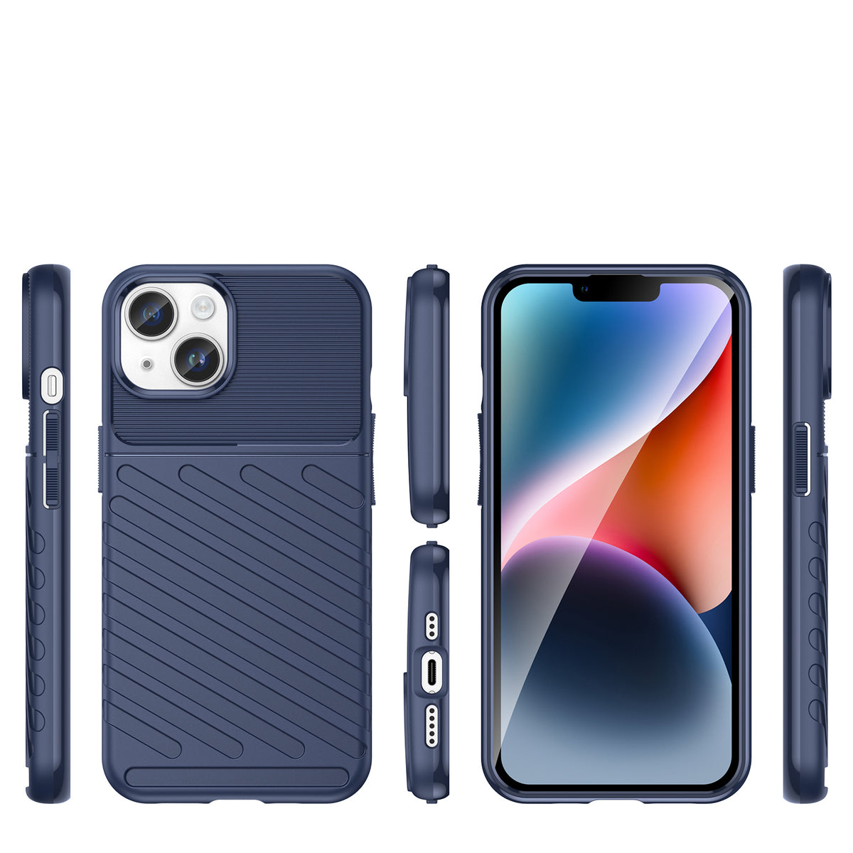 Šarvuotas mėlynas dėklas iPhone 14 „Thunder Case“