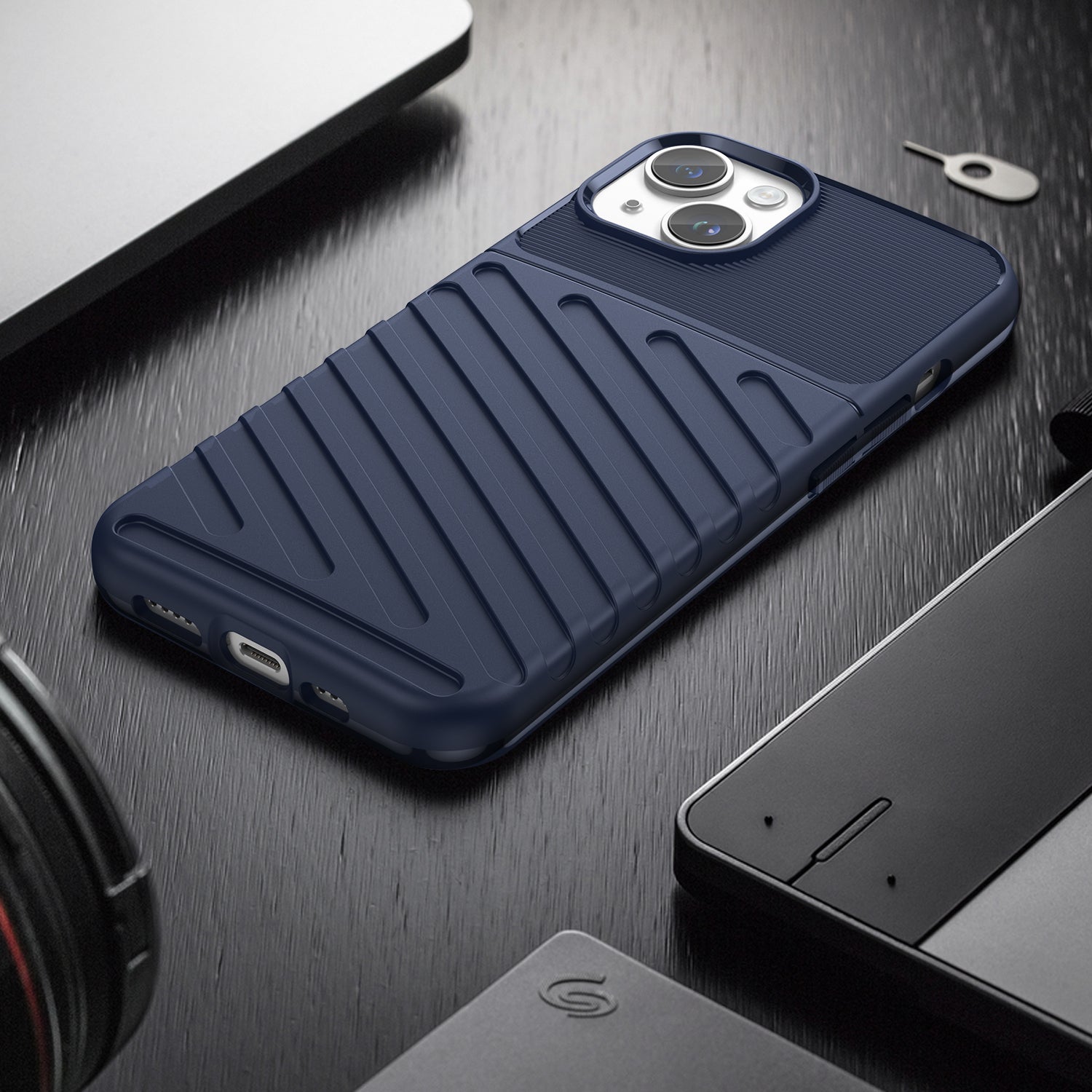 Šarvuotas mėlynas dėklas iPhone 14 „Thunder Case“