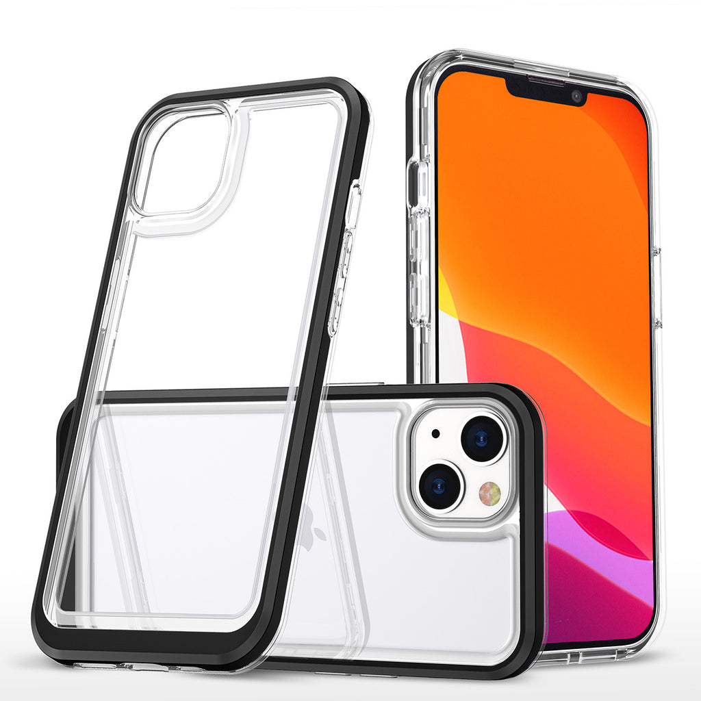 Skaidrus tvirtas dėklas iPhone 14 Plus – juodas rėmelis