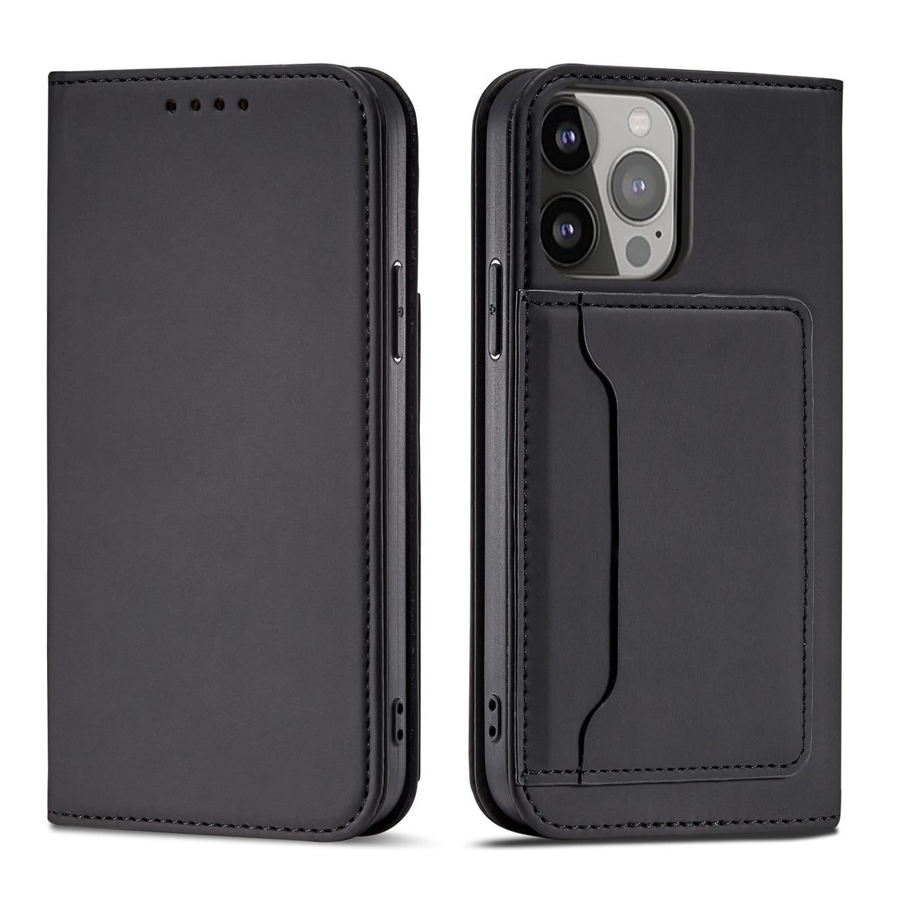 Magnetinis dėklas iPhone 14 su pinigine – juodas
