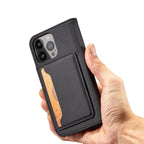 Magnetinis dėklas iPhone 14 su pinigine – juodas