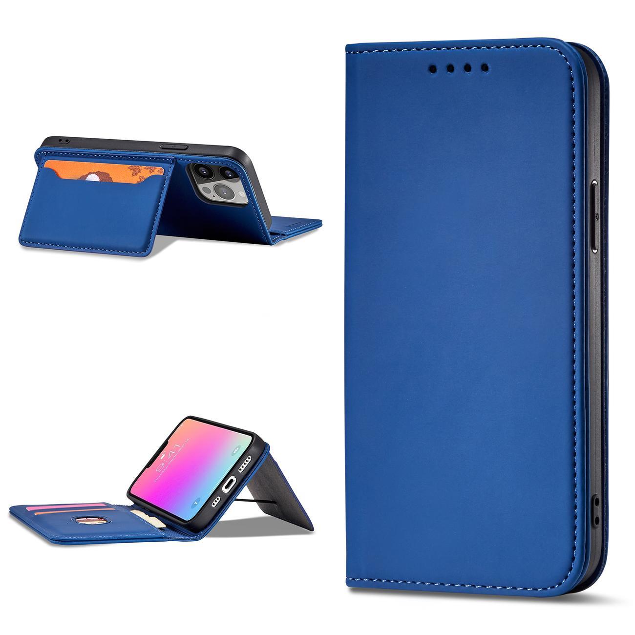 Magnetinis dėklas-piniginė iPhone 14 Plus – mėlynas
