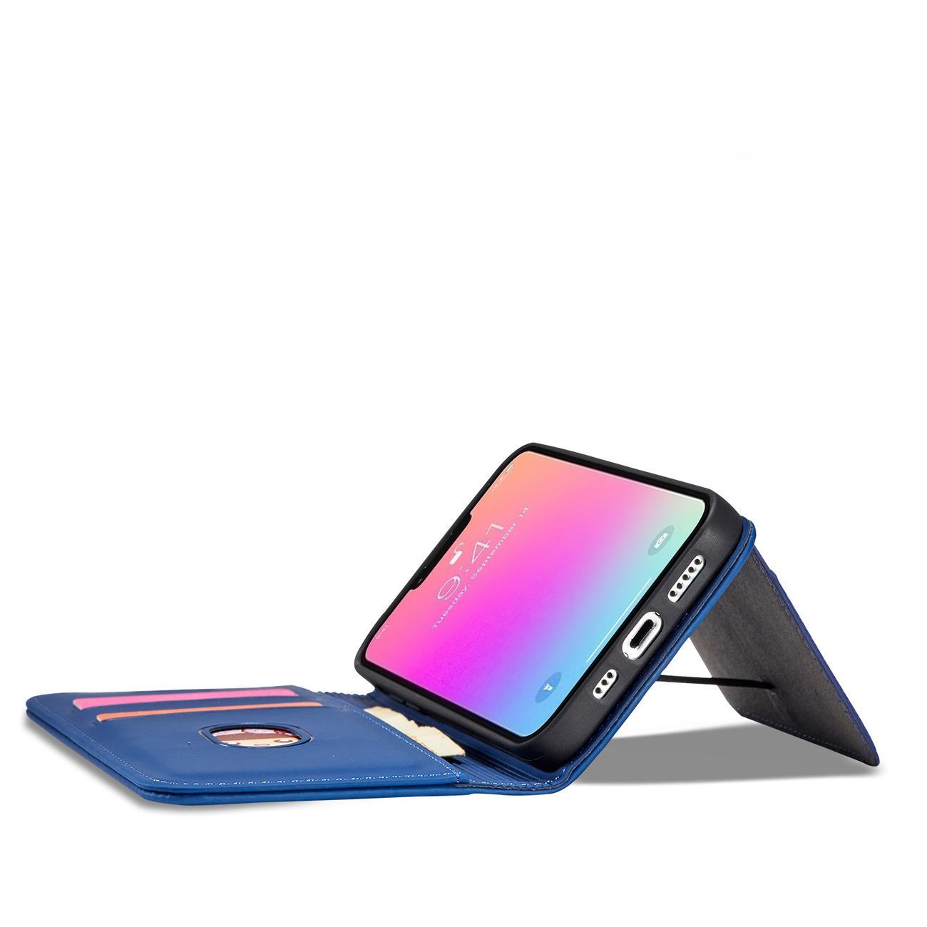 Magnetinis dėklas-piniginė iPhone 14 Plus – mėlynas