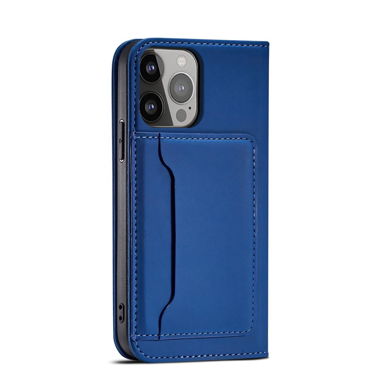 Magnetinis dėklas-piniginė iPhone 14 Plus – mėlynas