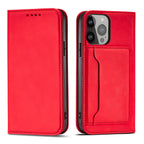 Magnetinis dėklas iPhone 14 Pro Max su pinigine – raudonas