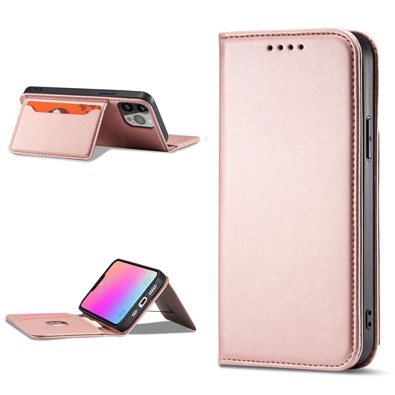 Magnetinis dėklas-piniginė iPhone 14 Pro Max – rožinis