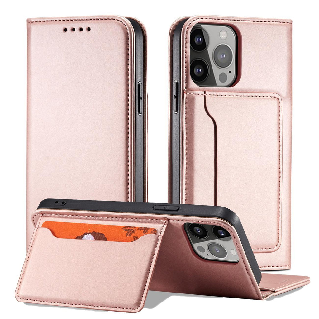 Magnetinis dėklas-piniginė iPhone 14 Pro Max – rožinis