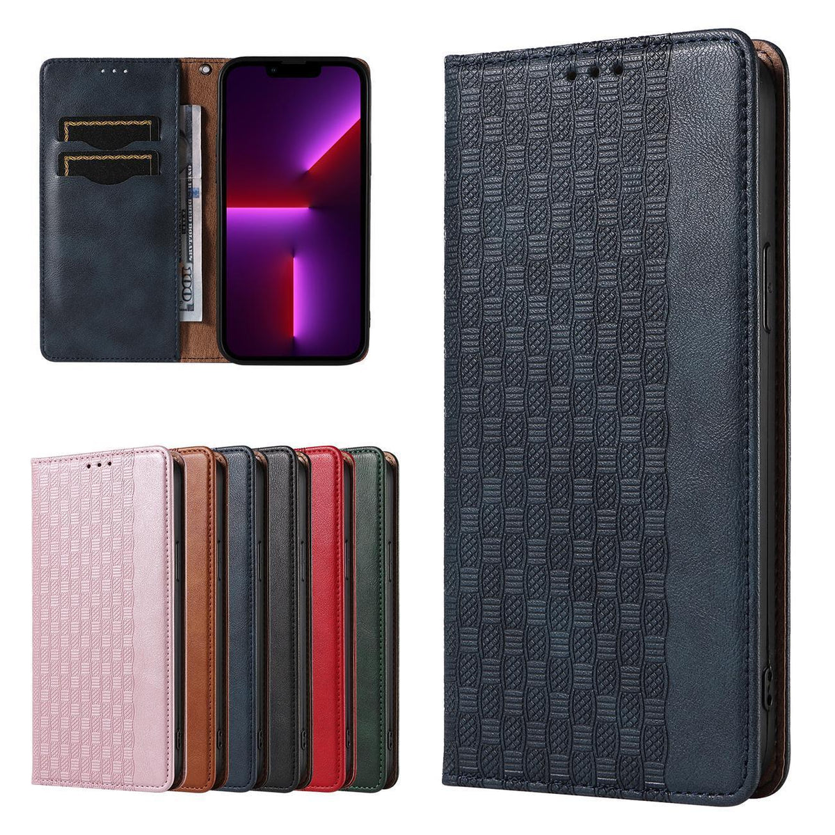 Magnet Strap dėklas iPhone 14 – mėlynas, piniginė