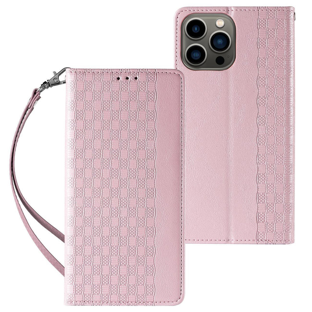 Magnet Strap atverčiamas dėklas iPhone 14 Plus – rožinis