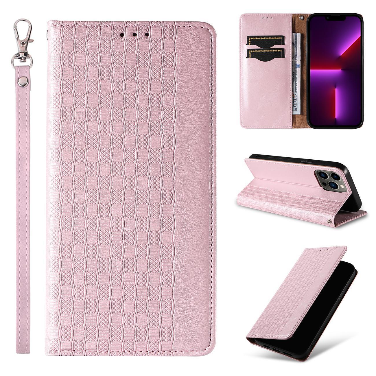 Magnet Strap atverčiamas dėklas iPhone 14 Plus – rožinis